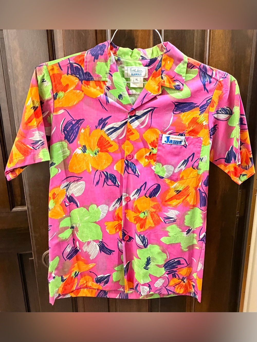 VTG 80s Surf Line Hawaii Original Jams Neon Floral Aloha Shirt